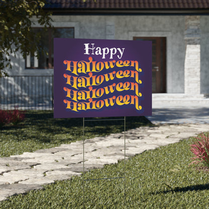 Happy Halloween Yard Sign - Vibrant Retro Halloween Outdoor Decoration