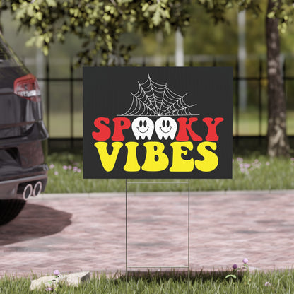 Spooky Vibes Halloween Yard Sign - Fun and Festive Outdoor Halloween Decor