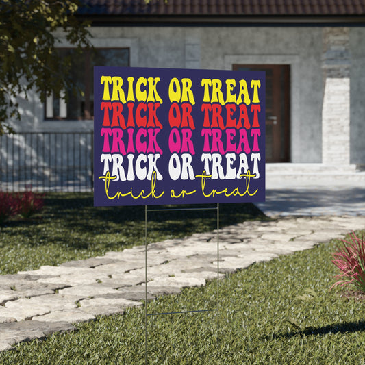 Trick or Treat Yard Sign - Colorful Halloween Outdoor Decor for Trick or Treaters